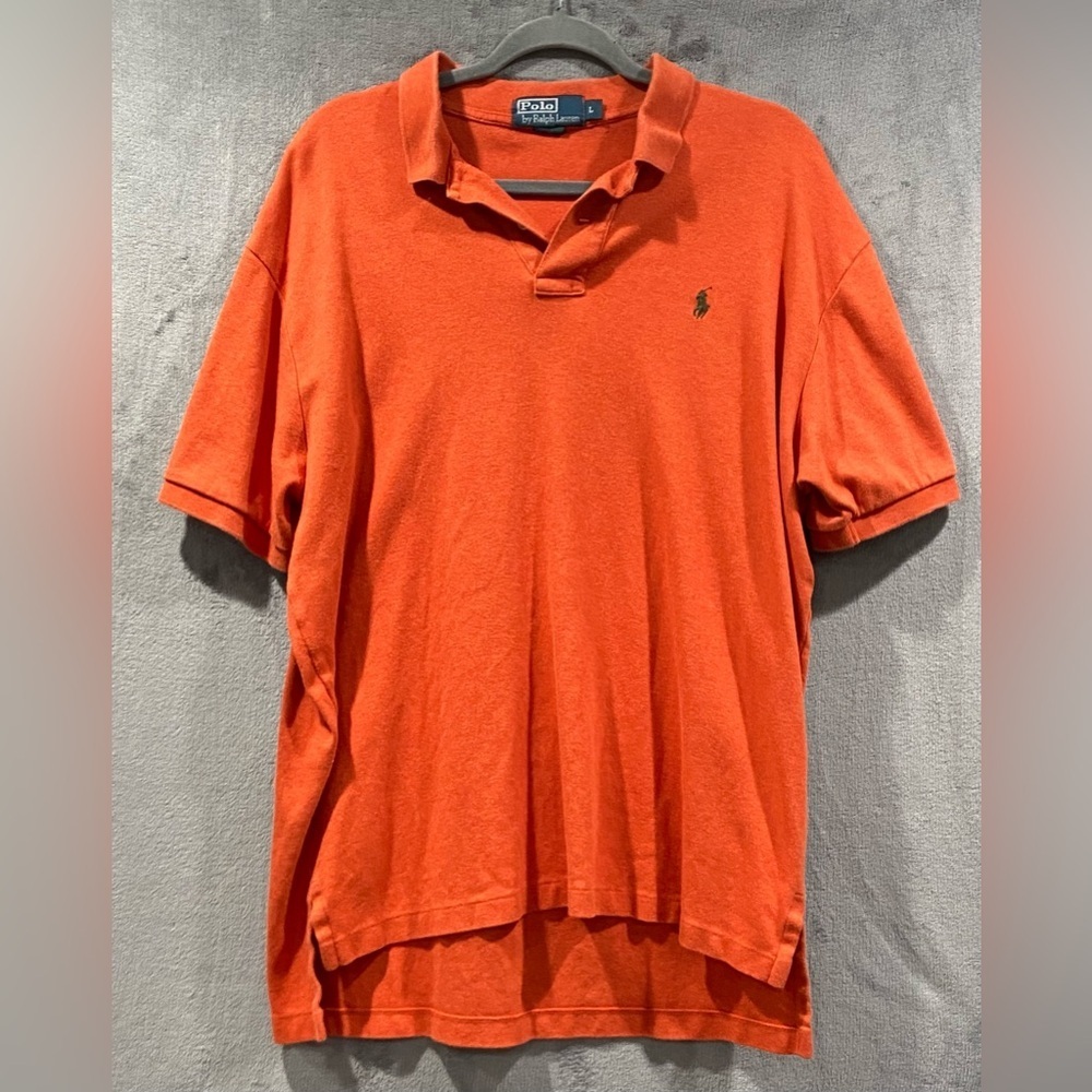 Polo Ralph Lauren Men’s Large Orange Short Sleeve Preppy Logo Collared - Picture 1 of 7